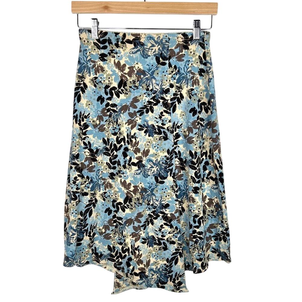 J. Jill Floral Stretch Asymmetric Hem Skirt XSP